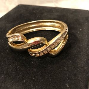 Spring loaded Gold and Rhinestone Bracelet